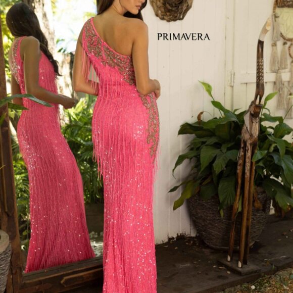 Primavera Couture Beaded Hot Pink Prom Dress 3906 - Picture 2 of 2